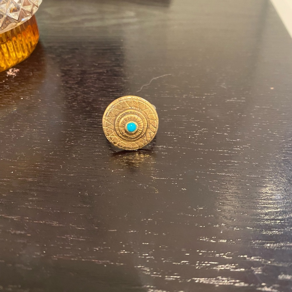 Turquoise Statement Ring Gold Plated - image 1